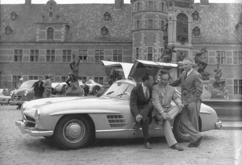 Moss, Fangio a Kling, 1955