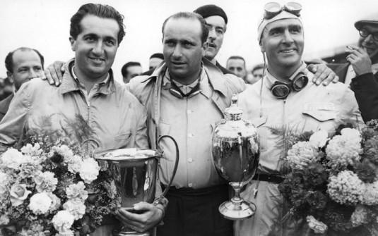 Alberto Ascari, Juan Manuel Fangio a Giuseppe Farina