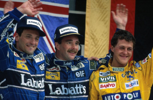 Riccardo Patrese, Nigel Mansell a Michael Schumacher, 1992